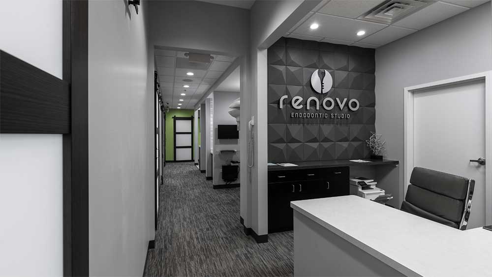 Modern interior of Renovo Endodontic Studio reception area