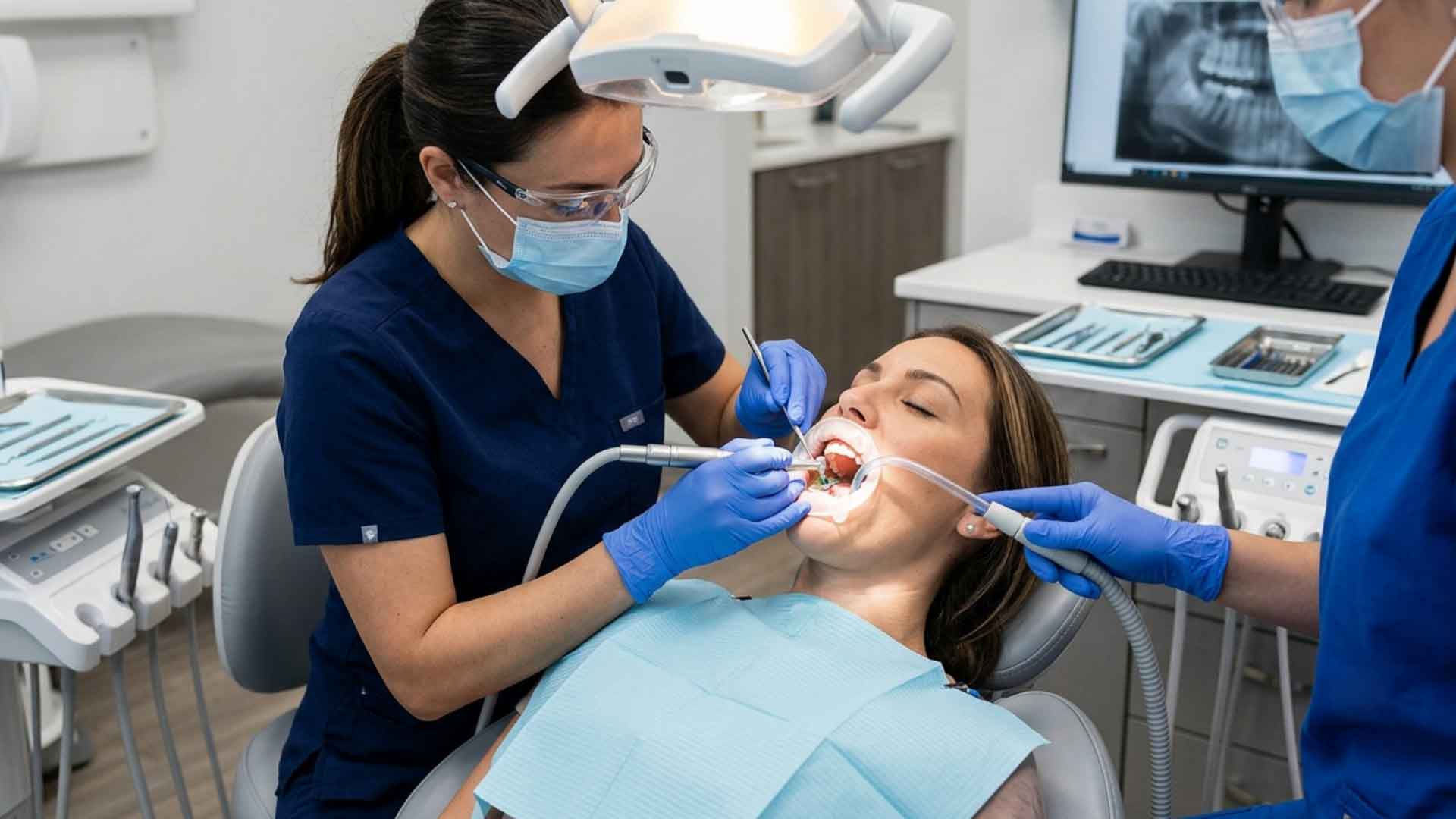 Patient receiving endodontic treatment from an endodontist.

